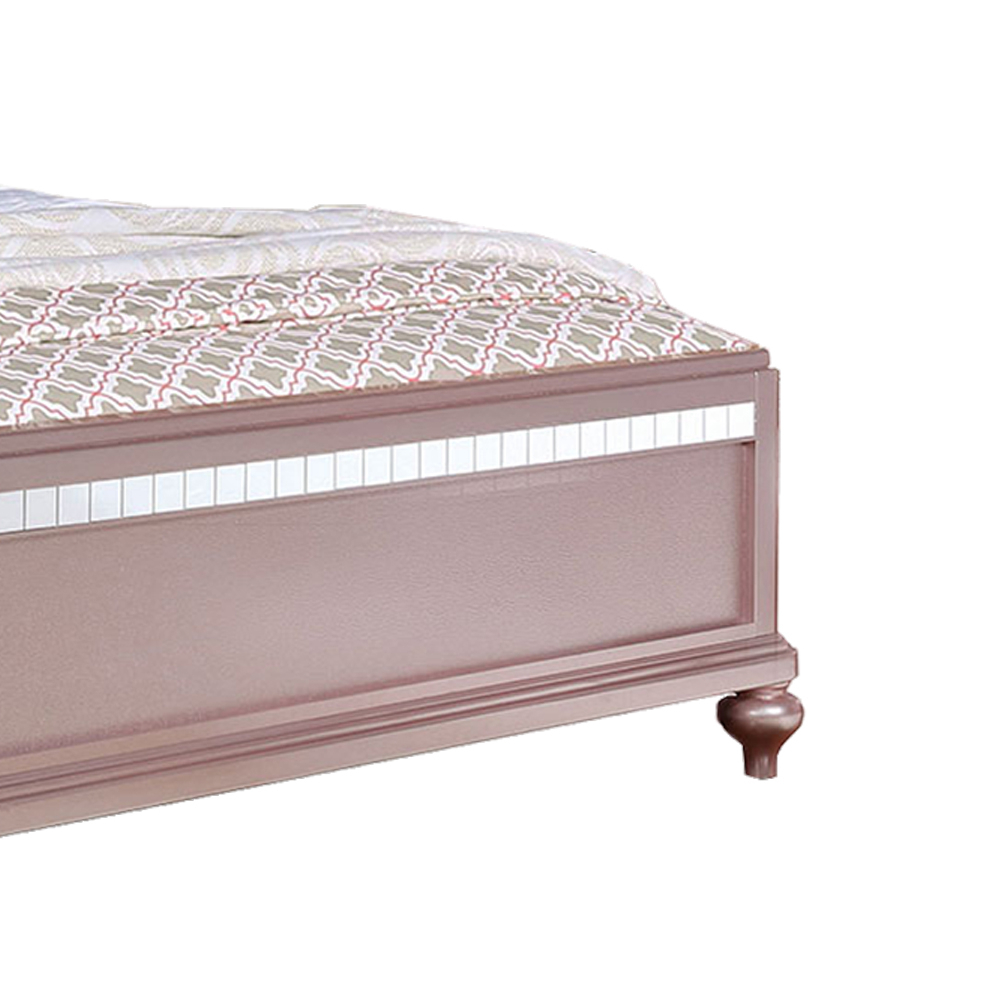 Contemporary Styled Twin Bed With Padded Button Tufted Headboard, Pink- Saltoro Sherpi