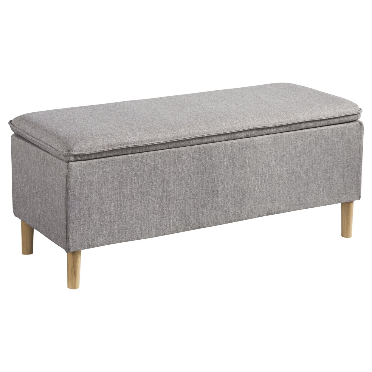 Saltoro Sherpi Fabric Upholstered Wooden Accent Bench with Hidden Storage, Gray and Brown