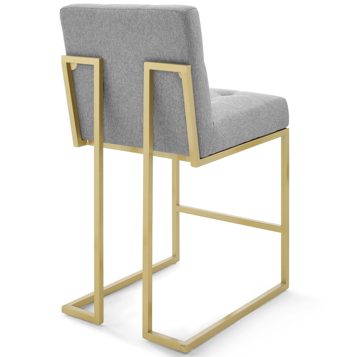 Privy Gold Stainless Steel Upholstered Fabric Counter Stool Set Of 2,Gold Light Gray