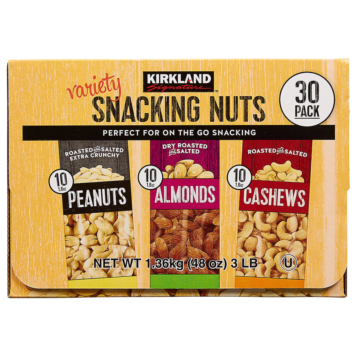 Kirkland Signature Snacking Nuts, Variety Pack, 1.6 Oz, 30-count