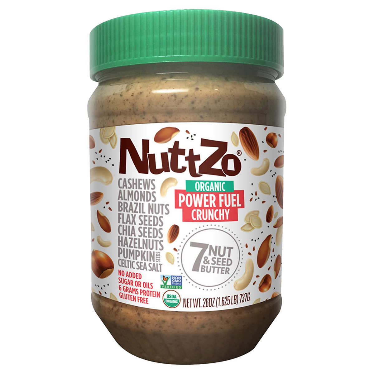 Nuttzo Organic 7 Nut & Seed Butter, Power Fuel Crunchy, 26 Oz.