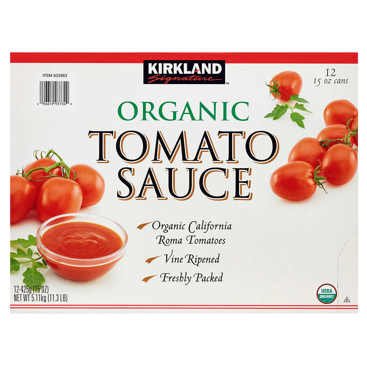Kirkland Signature Organic Tomato Sauce, 15 Ounce (12 Count)