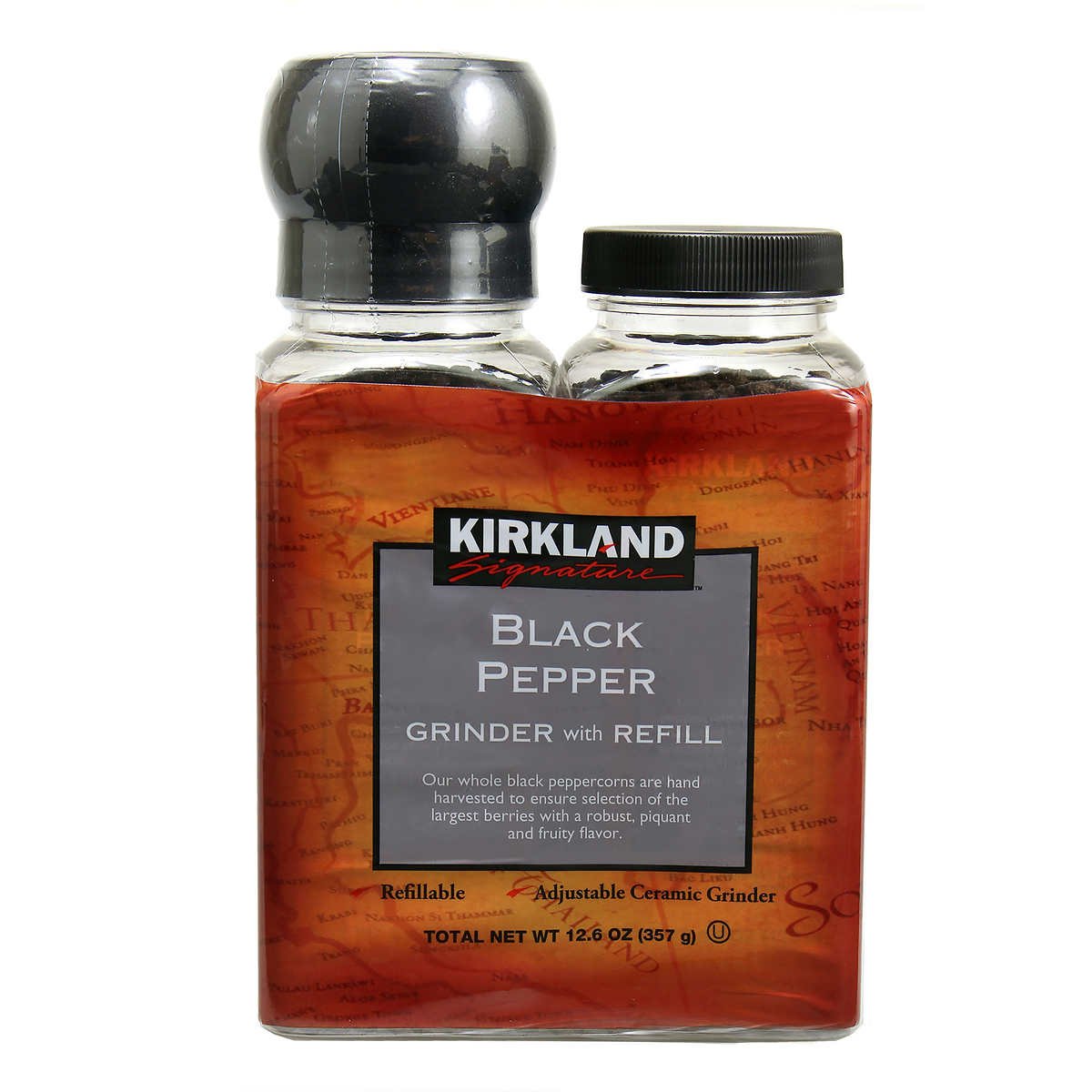 Kirkland Signature Black Pepper With Grinder, 6.3 Oz, 2-count