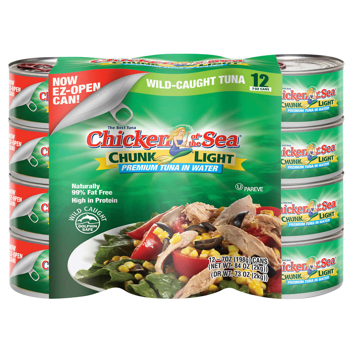 Chicken Of The Sea Chunk Light Premium Tuna In Water, 7 Oz, 12-count