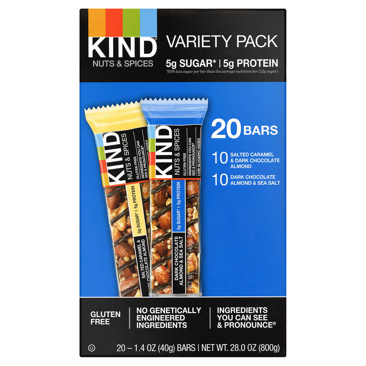 Kind Bars Nuts & Spices, Variety Pack, 1.4 Oz, 20-count