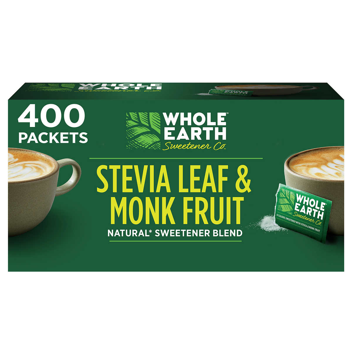 Whole Earth Stevia Leaf And Monk Fruit Sweetener Packets, 400-count