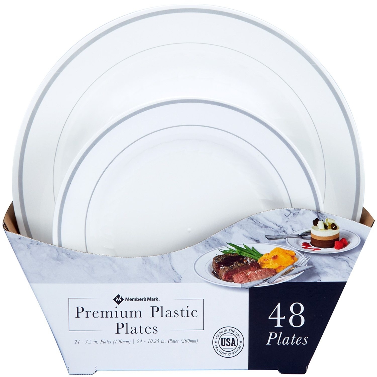 Member's Mark Premium Plastic Heavyweight Plates, Combo Pack (48 Count)