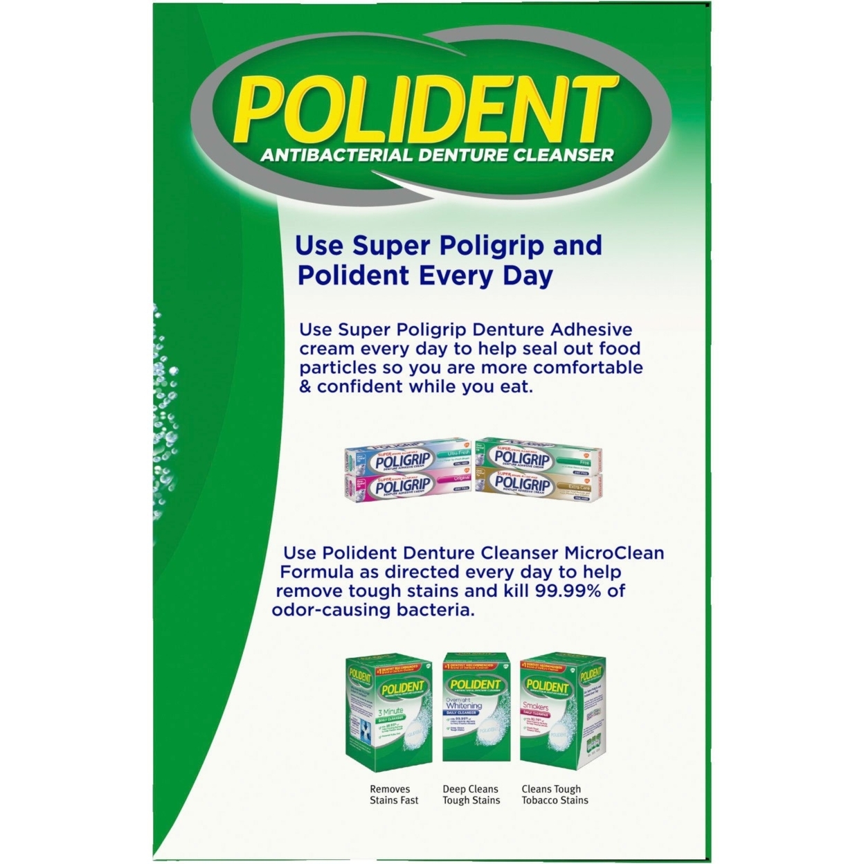 Polident 3-Min Mint Antibacterial Denture Cleanser, Effervescent Tabs (240 Ct.)