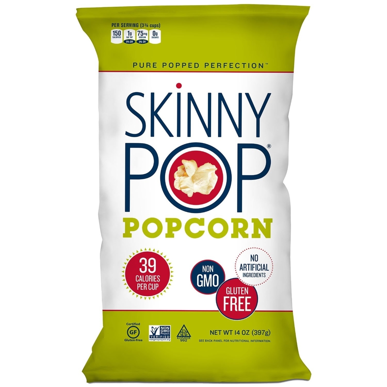 Original Skinny Pop, All Natural Popcorn Gluten FREE - NON GMO 14 Ounce