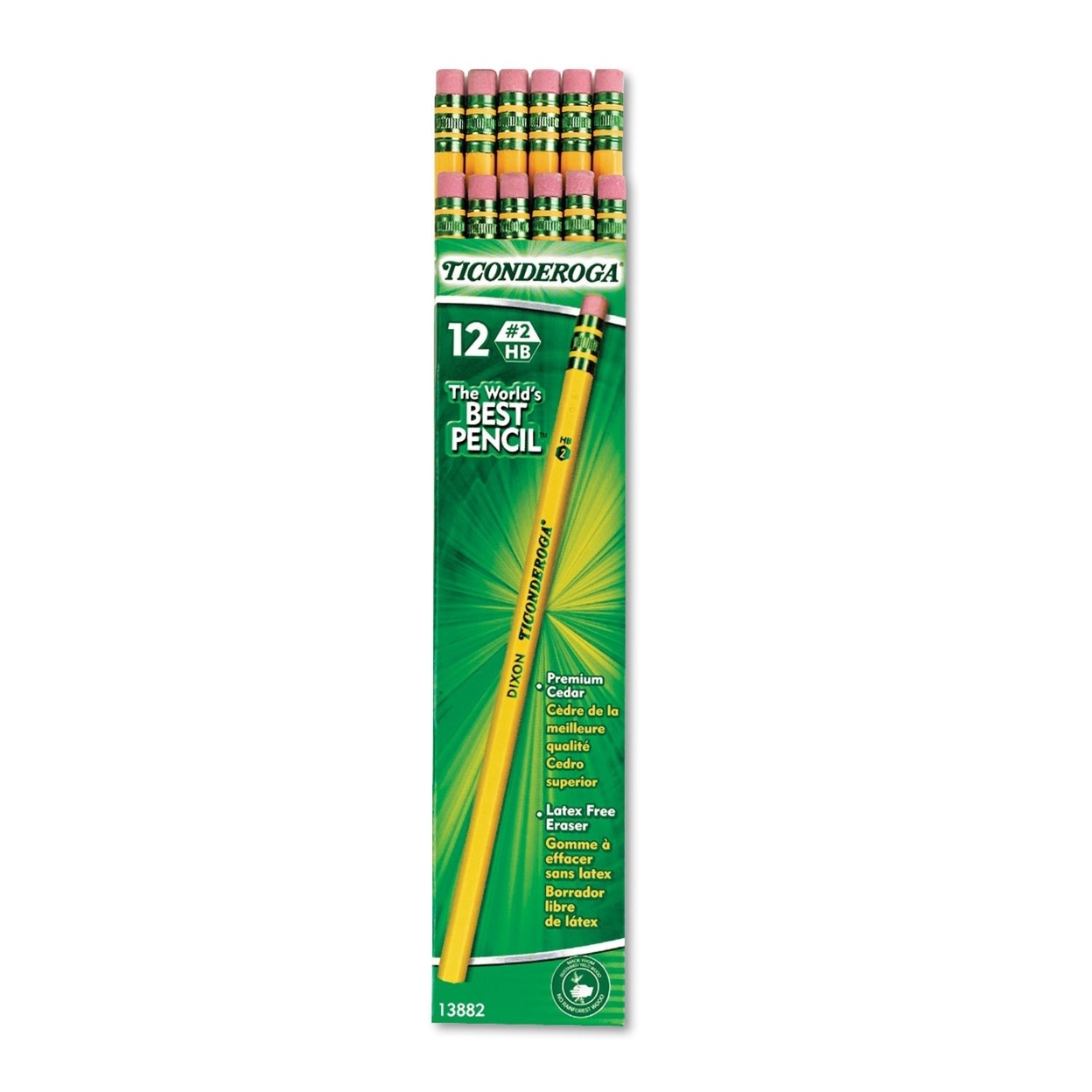 Dixon Ticonderoga Wood-Cased #2 HB Pencils, Box Of 96, Yellow