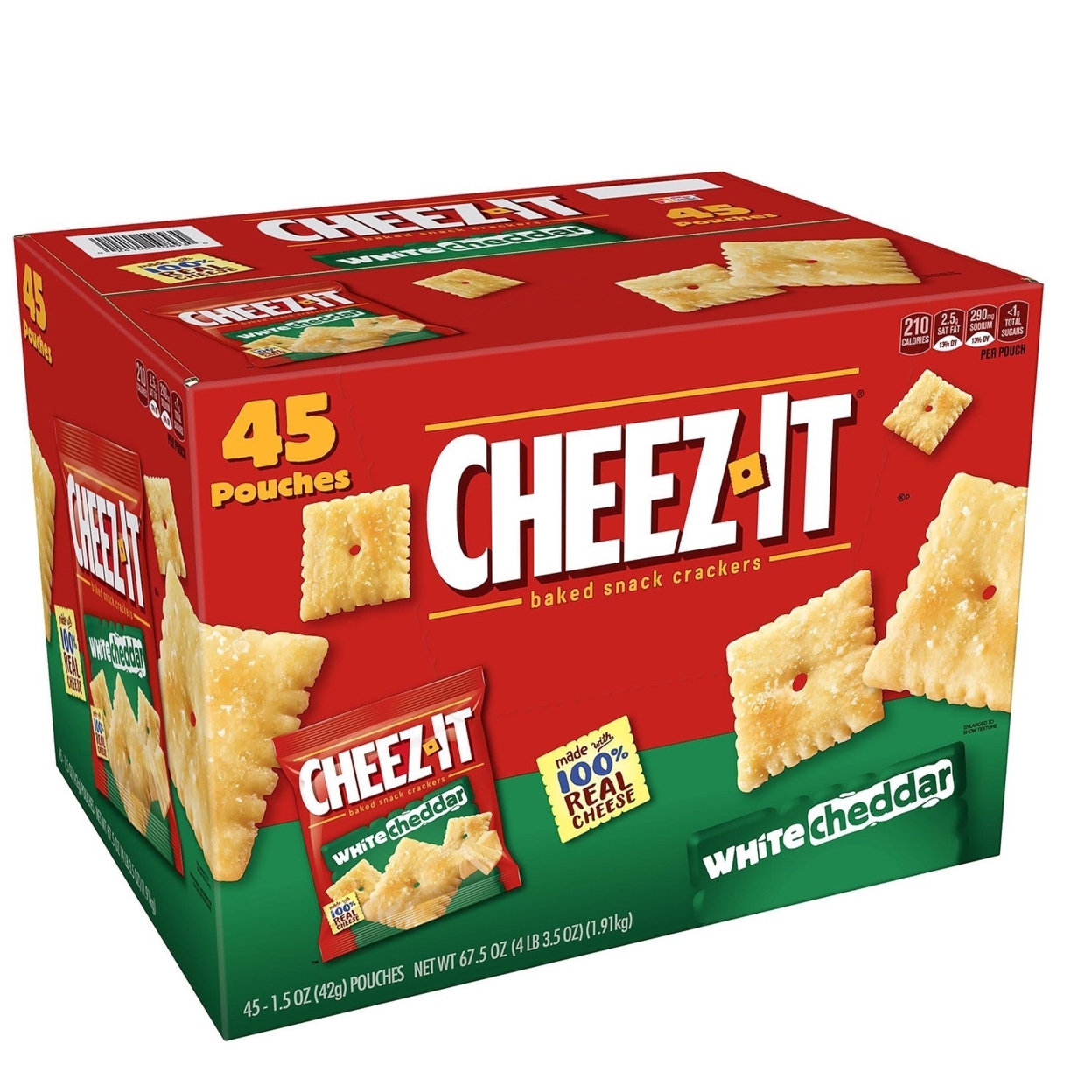 Cheez-It White Cheddar Crackers Snack Packs (1.5 Ounce Pouches, 45 Count)