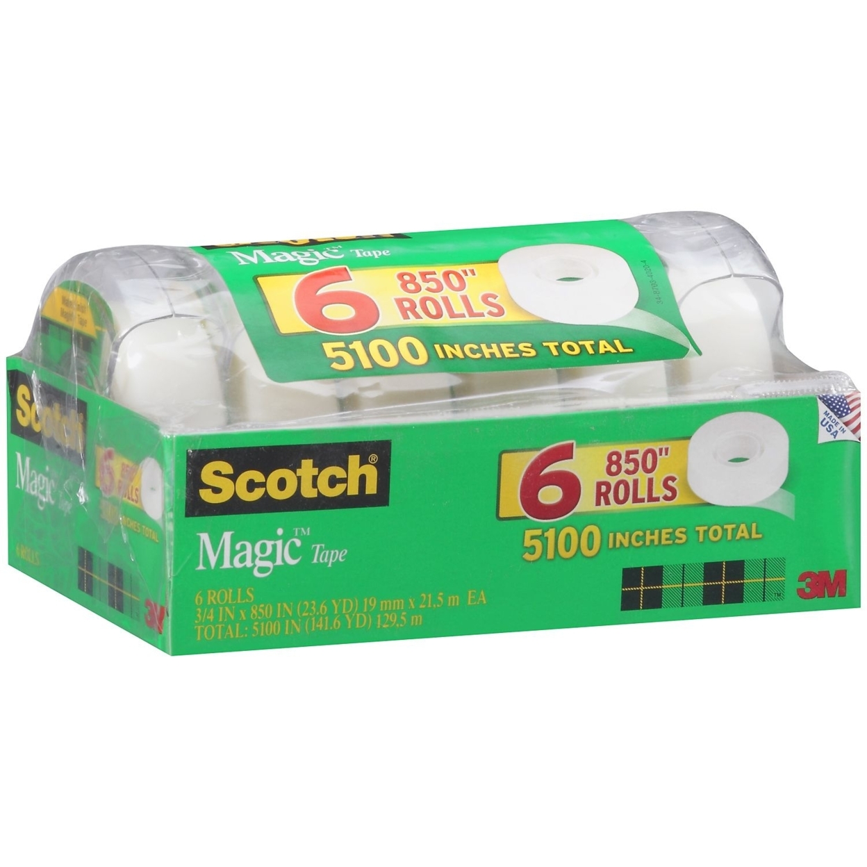 Scotch - Magic Tape, 3/4 X 850 - 6 Rolls In Refillable Dispensers