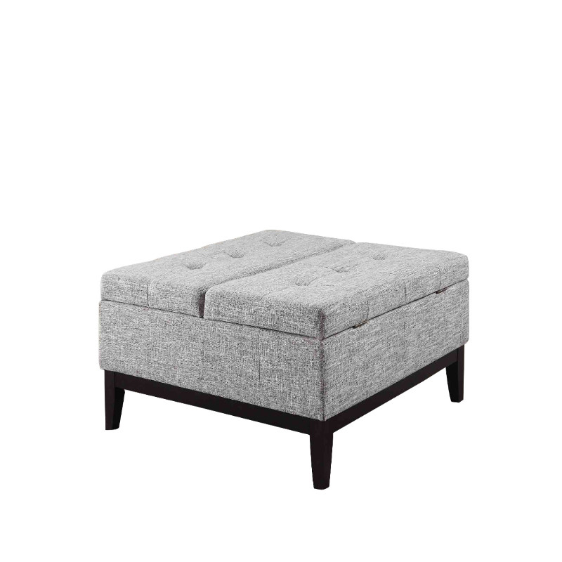 Fabric Upholstered Tufted Square Storage Coffee Table, Black And Gray- Saltoro Sherpi