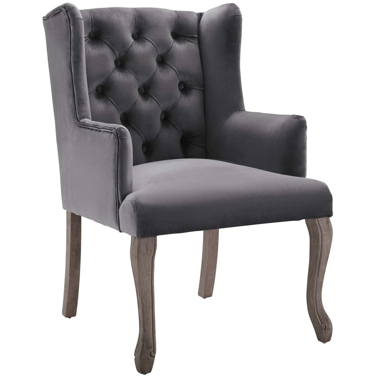 Realm French Vintage Dining Performance Velvet Armchair,Gray