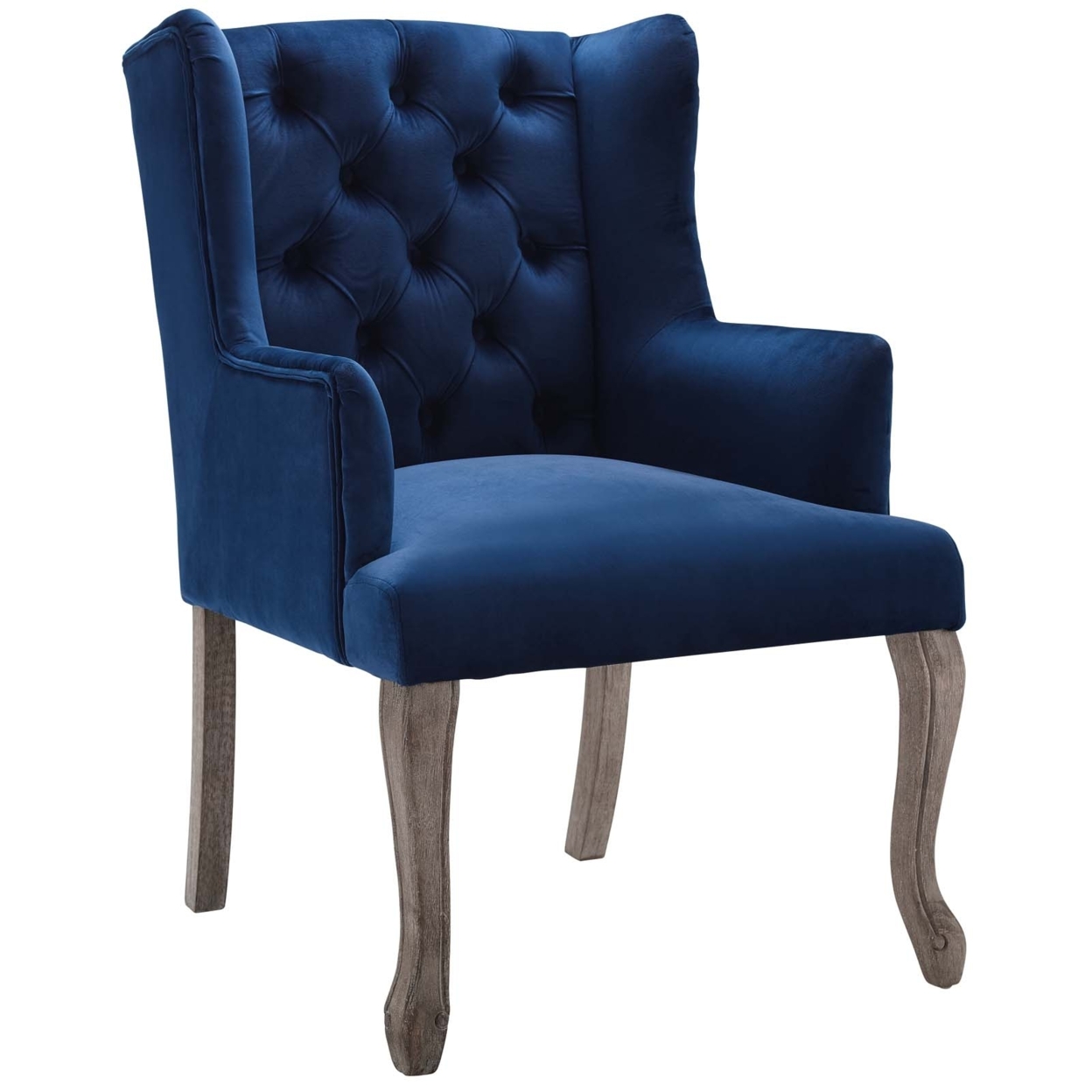 Realm French Vintage Dining Performance Velvet Armchair,Navy