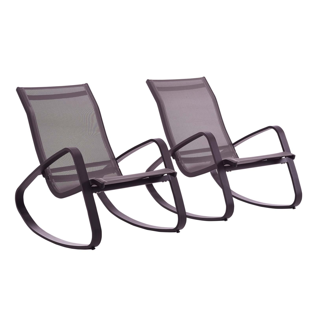 Traveler Rocking Lounge Chair Outdoor Patio Mesh Sling Set Of 2,Black Black