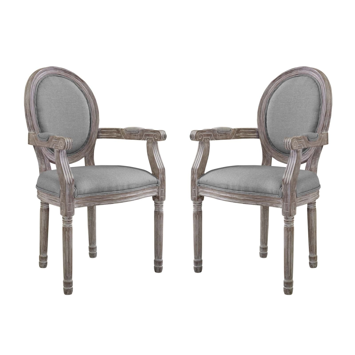 Emanate Dining Armchair Upholstered Fabric Set Of 2,Light Gray