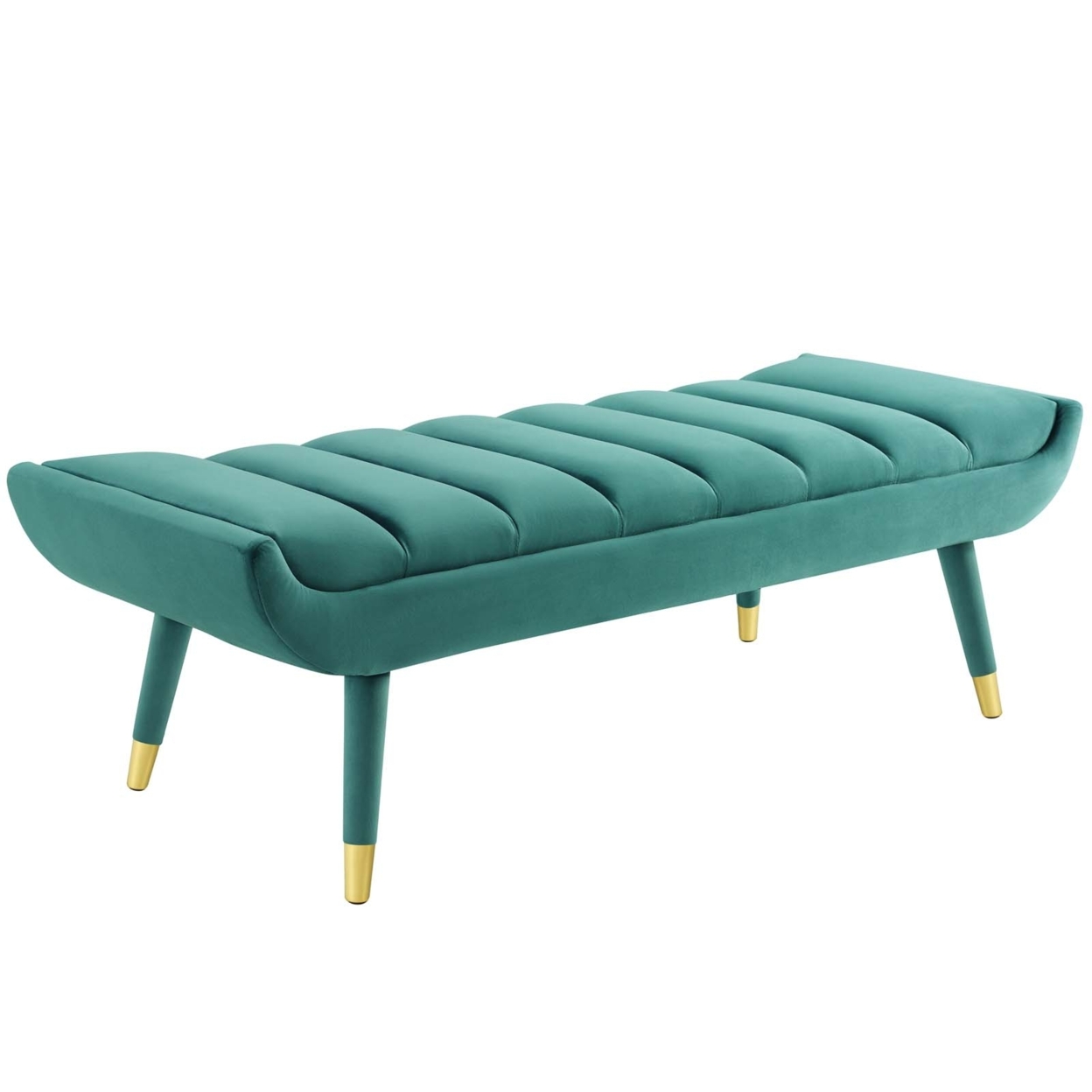Guess Channel Tufted Performance Velvet Accent Bench,Teal