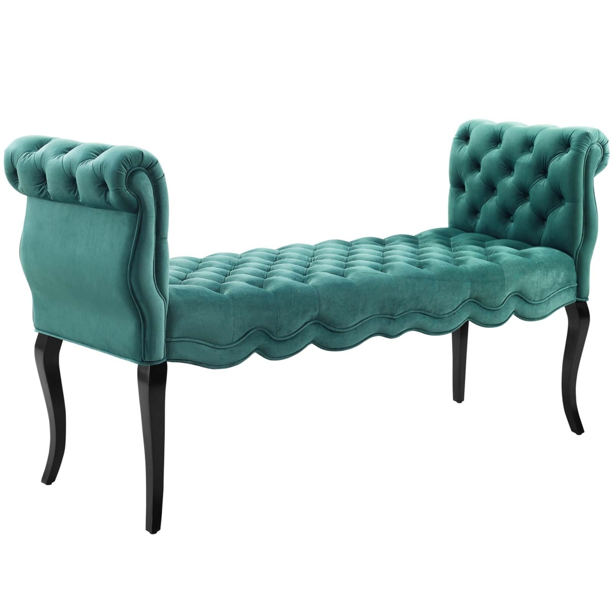 Adelia Chesterfield Style Button Tufted Performance Velvet Bench,Teal