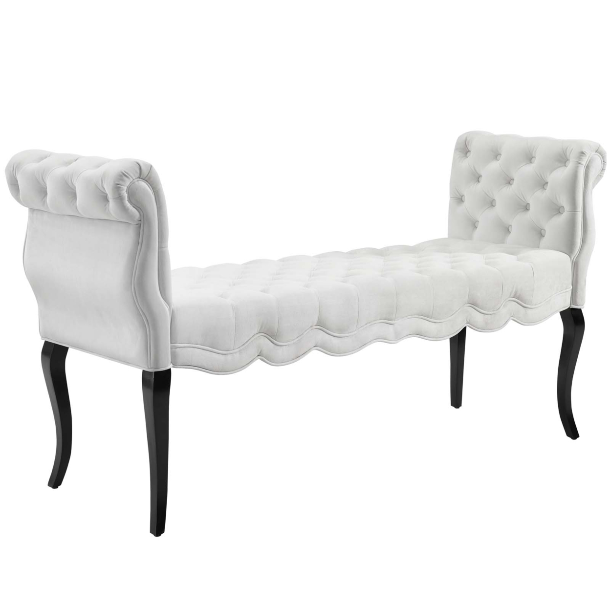 Adelia Chesterfield Style Button Tufted Performance Velvet Bench,White