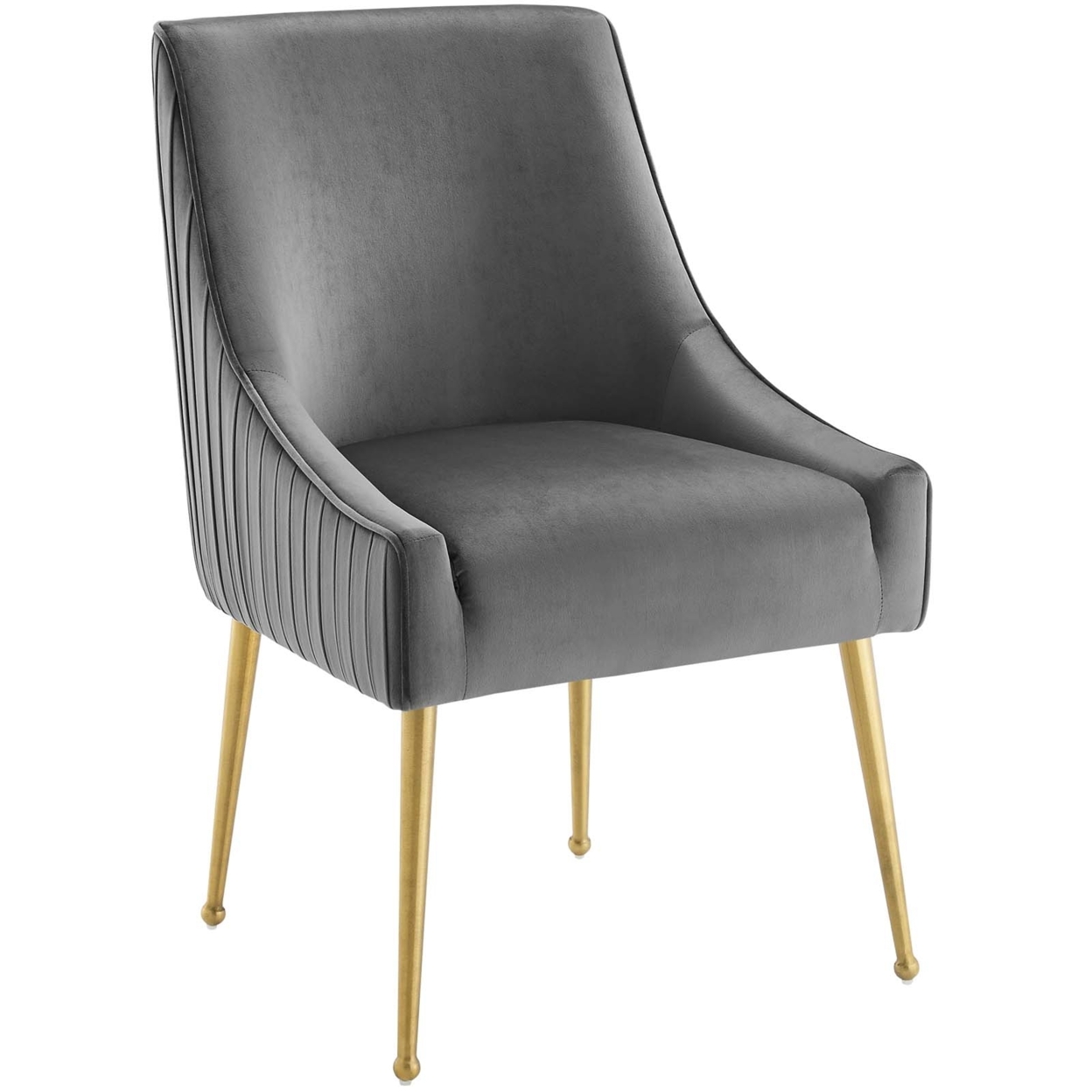 Discern Pleated Back Upholstered Performance Velvet Dining Chair,Gray