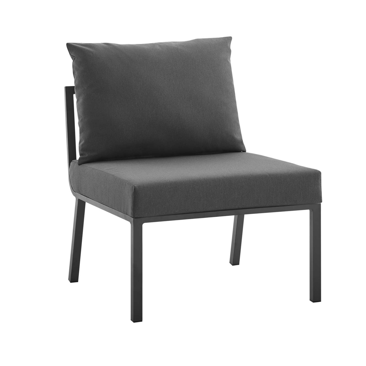 Riverside Outdoor Patio Aluminum Armless Chair,Gray Charcoal