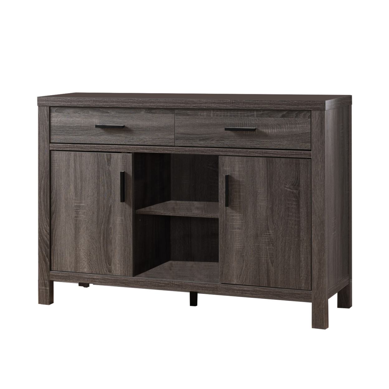 Wooden Buffet With 2 Drawers And 2 Door Cabinets, Distressed Gray- Saltoro Sherpi