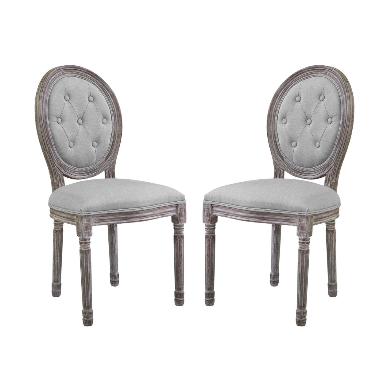Arise Vintage French Upholstered Fabric Dining Side Chair Set Of 2,Light Gray