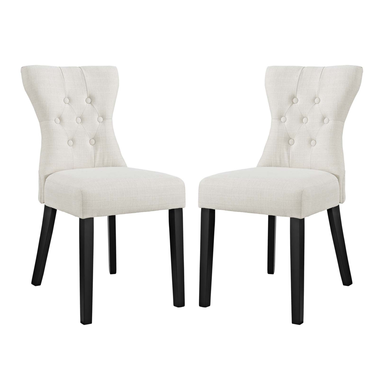 Silhouette Dining Side Chairs Upholstered Fabric Set Of 2,Beige