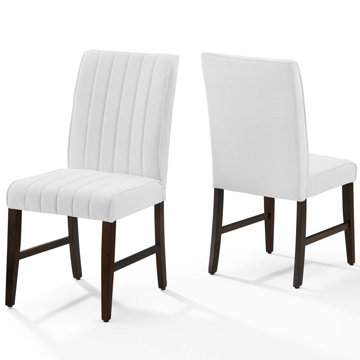 Motivate Channel Tufted Upholstered Fabric Dining Chair Set Of 2,White