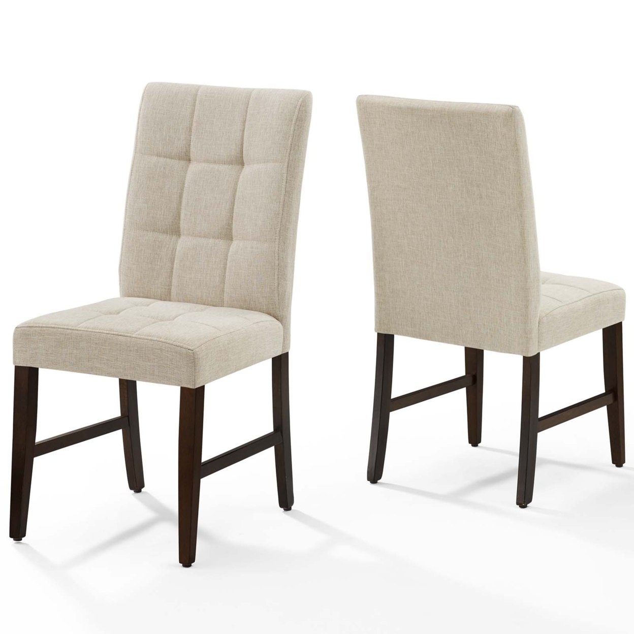 Promulgate Biscuit Tufted Upholstered Fabric Dining Chair Set Of 2,Beige