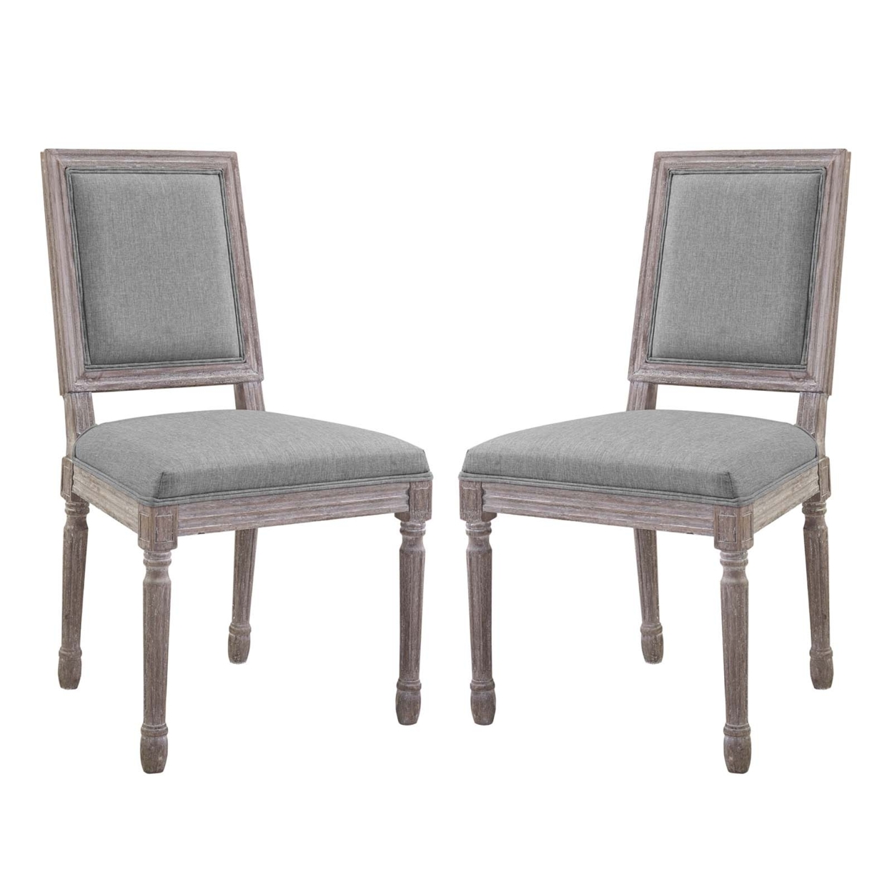 Court Dining Side Chair Upholstered Fabric Set Of 2,Light Gray