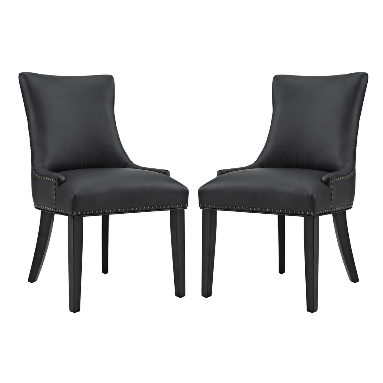 Marquis Dining Chair Faux Leather Set Of 2,Black