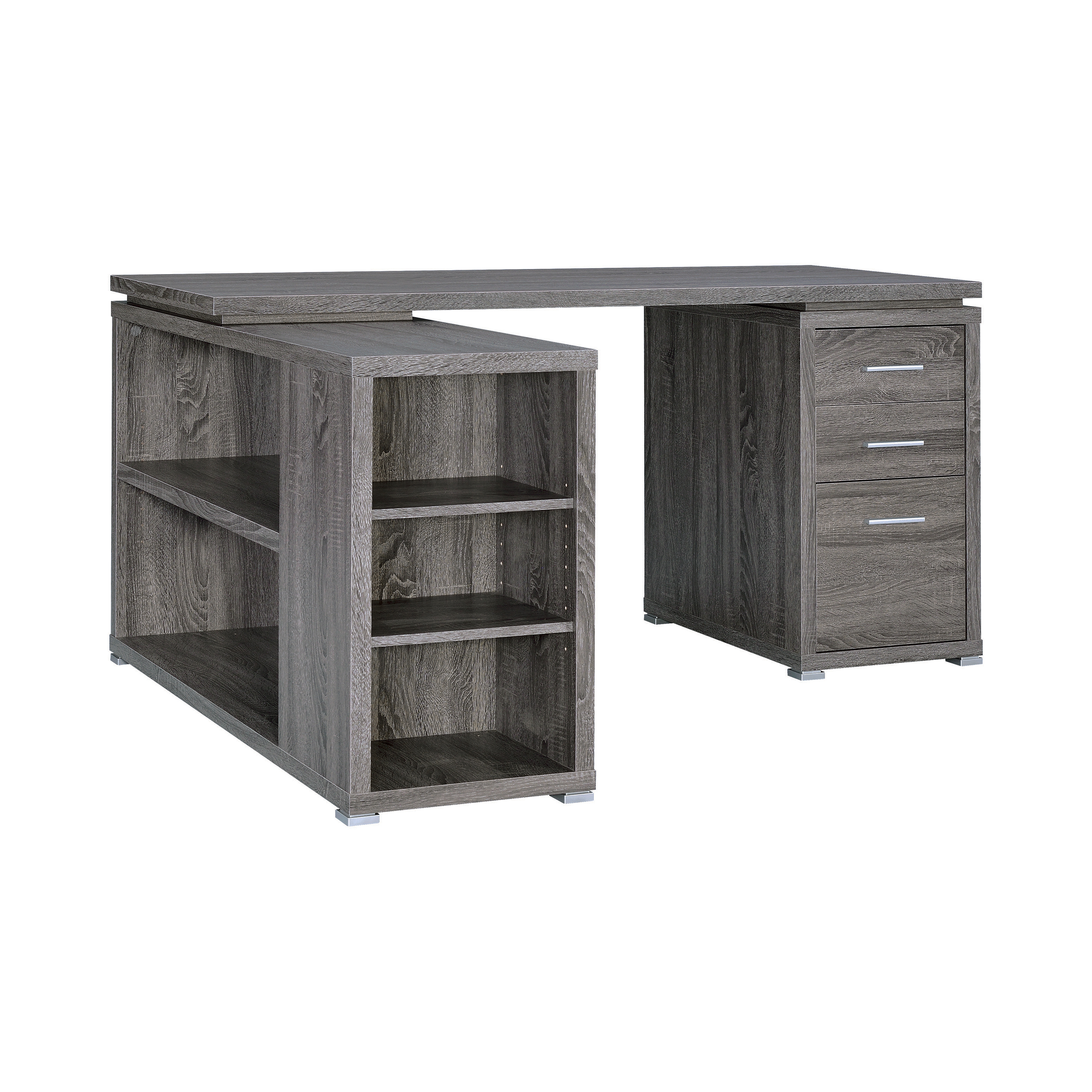 Modern Style Wooden Office Desk, Gray- Saltoro Sherpi