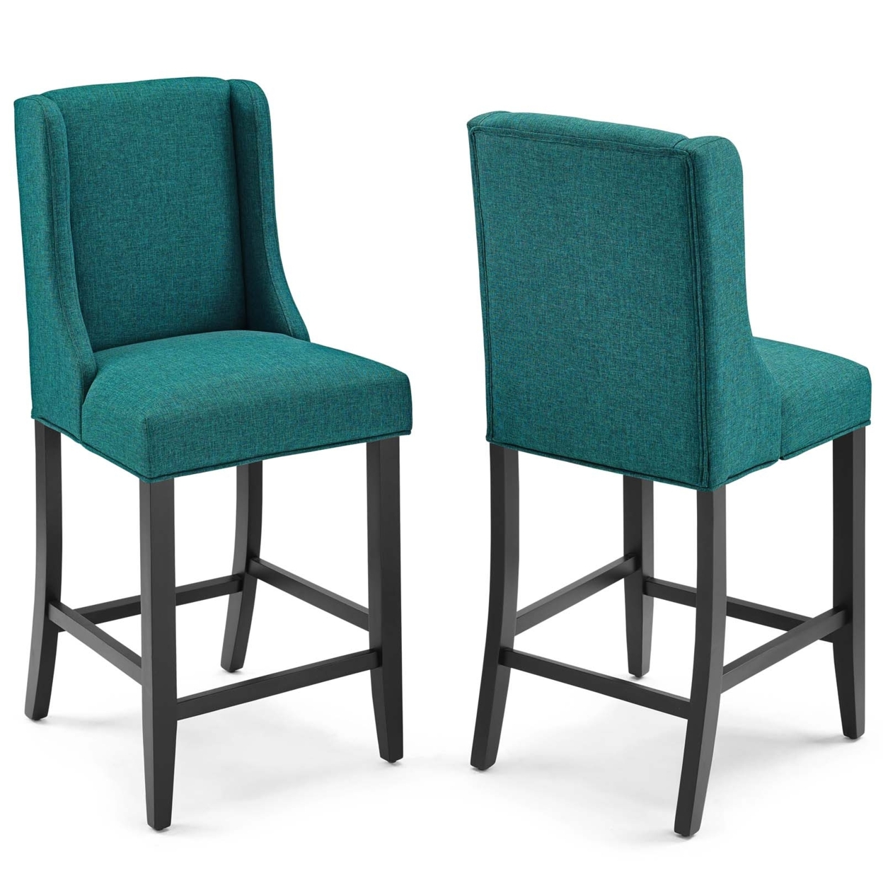 Baron Counter Stool Upholstered Fabric Set Of 2,Teal