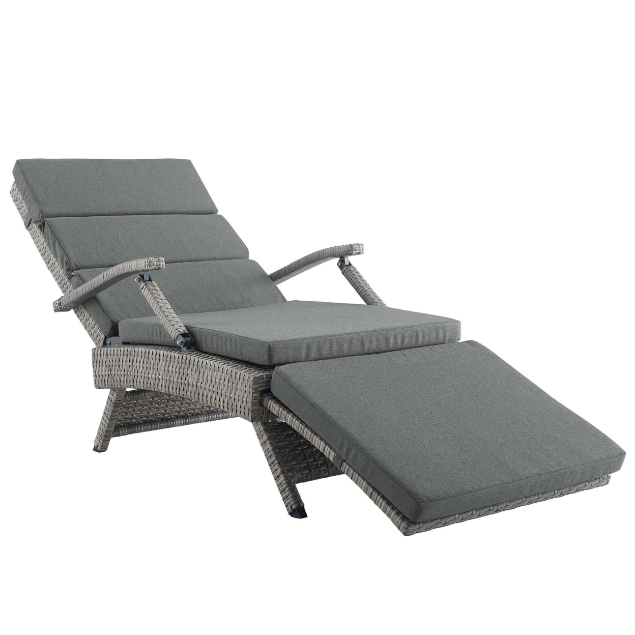 Envisage Chaise Outdoor Patio Wicker Rattan Lounge Chair,Light Gray Charcoal