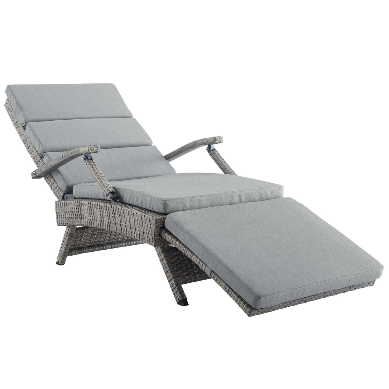 Envisage Chaise Outdoor Patio Wicker Rattan Lounge Chair,Light Gray Gray