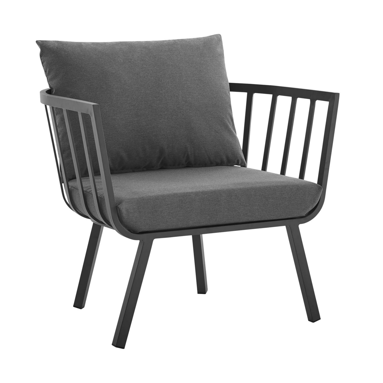 Riverside Outdoor Patio Aluminum Armchair,Gray Charcoal
