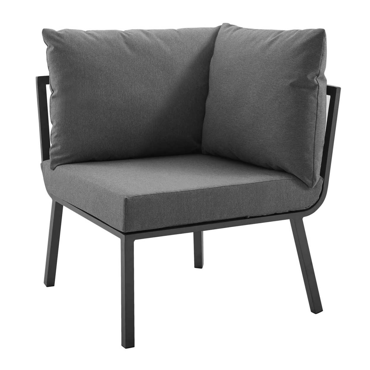 Riverside Outdoor Patio Aluminum Corner Chair,Gray Charcoal