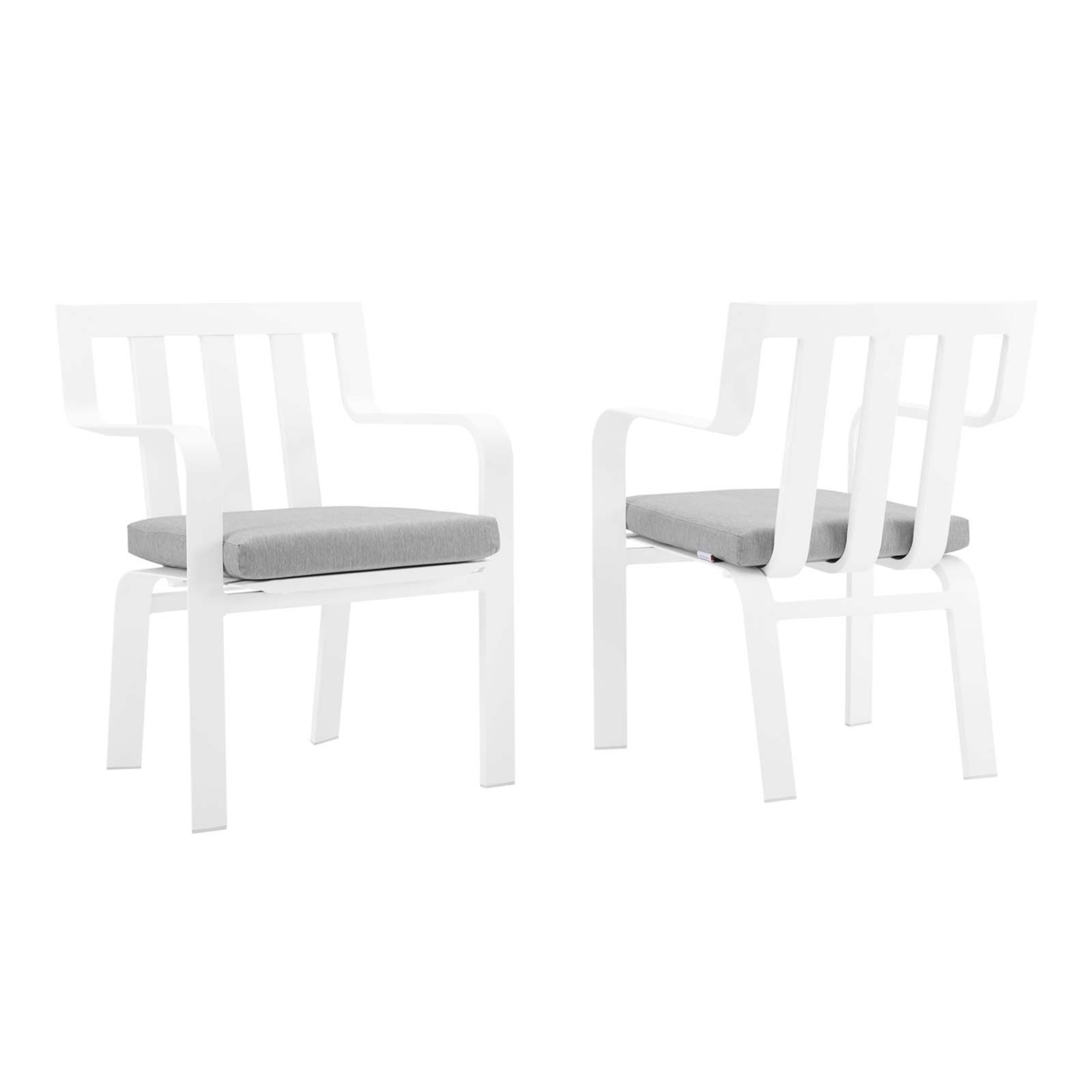 Baxley Outdoor Patio Aluminum Armchair Set Of 2,White Gray
