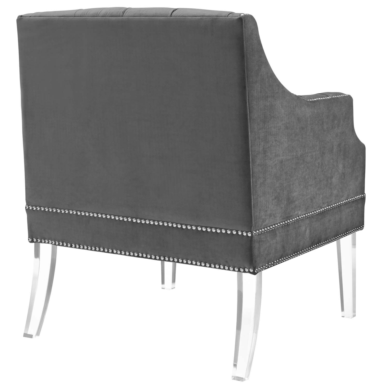 Proverbial Tufted Button Accent Performance Velvet Armchair,Gray