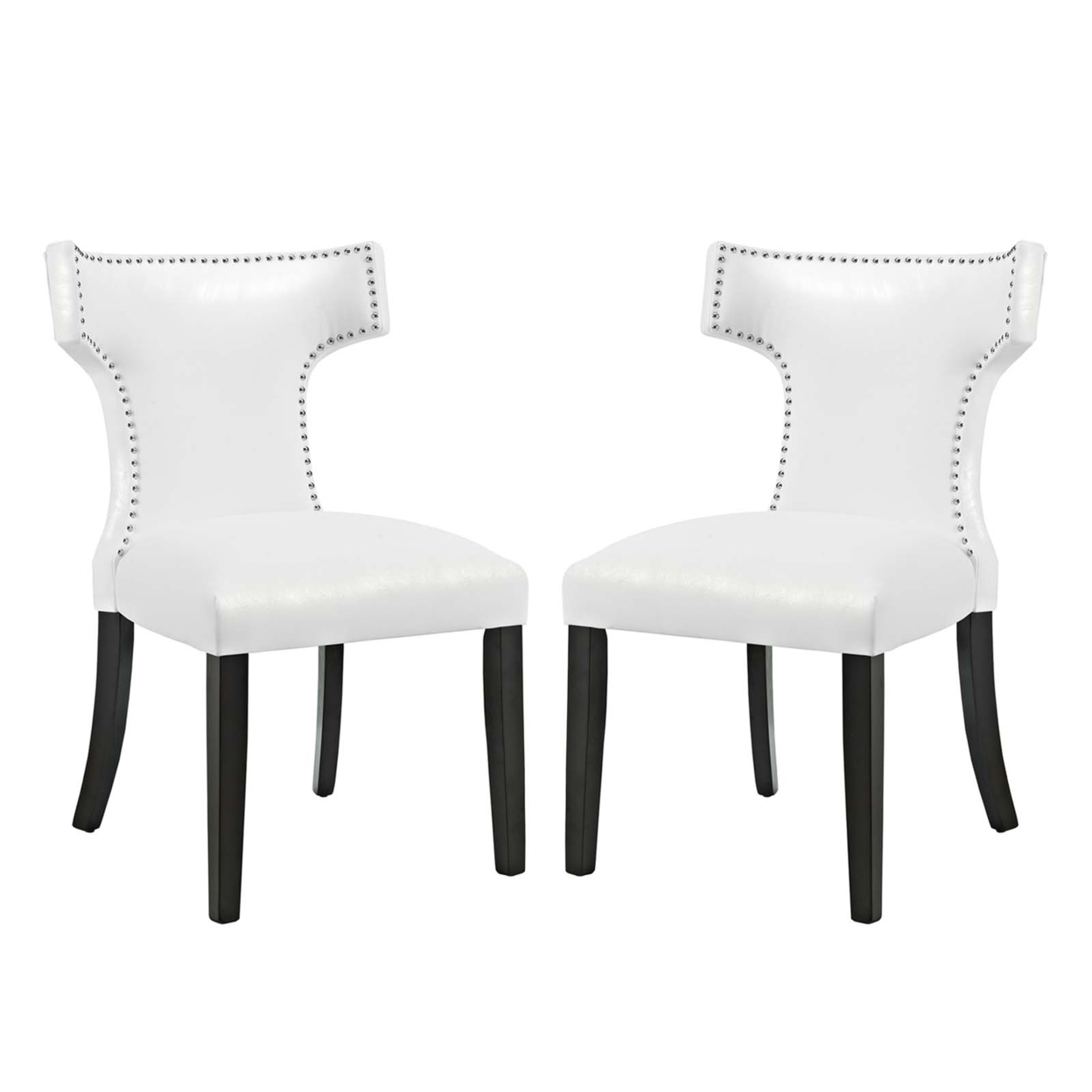 Curve Dining Chair Vinyl Set Of 2,White