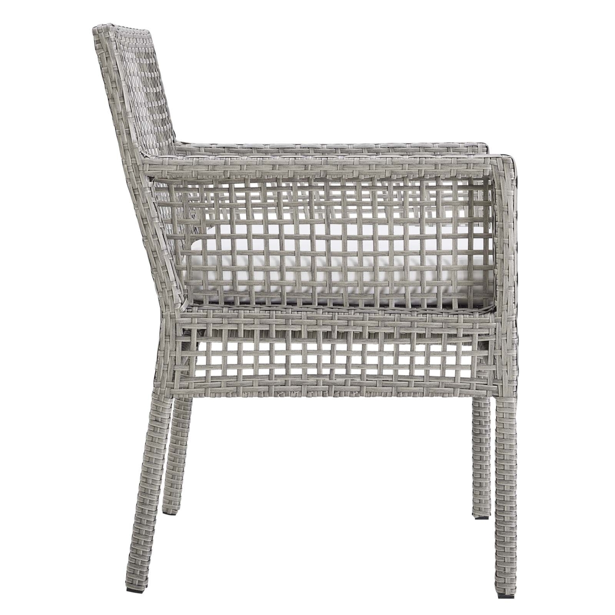 Aura Dining Armchair Outdoor Patio Wicker Rattan Set Of 2,Gray White