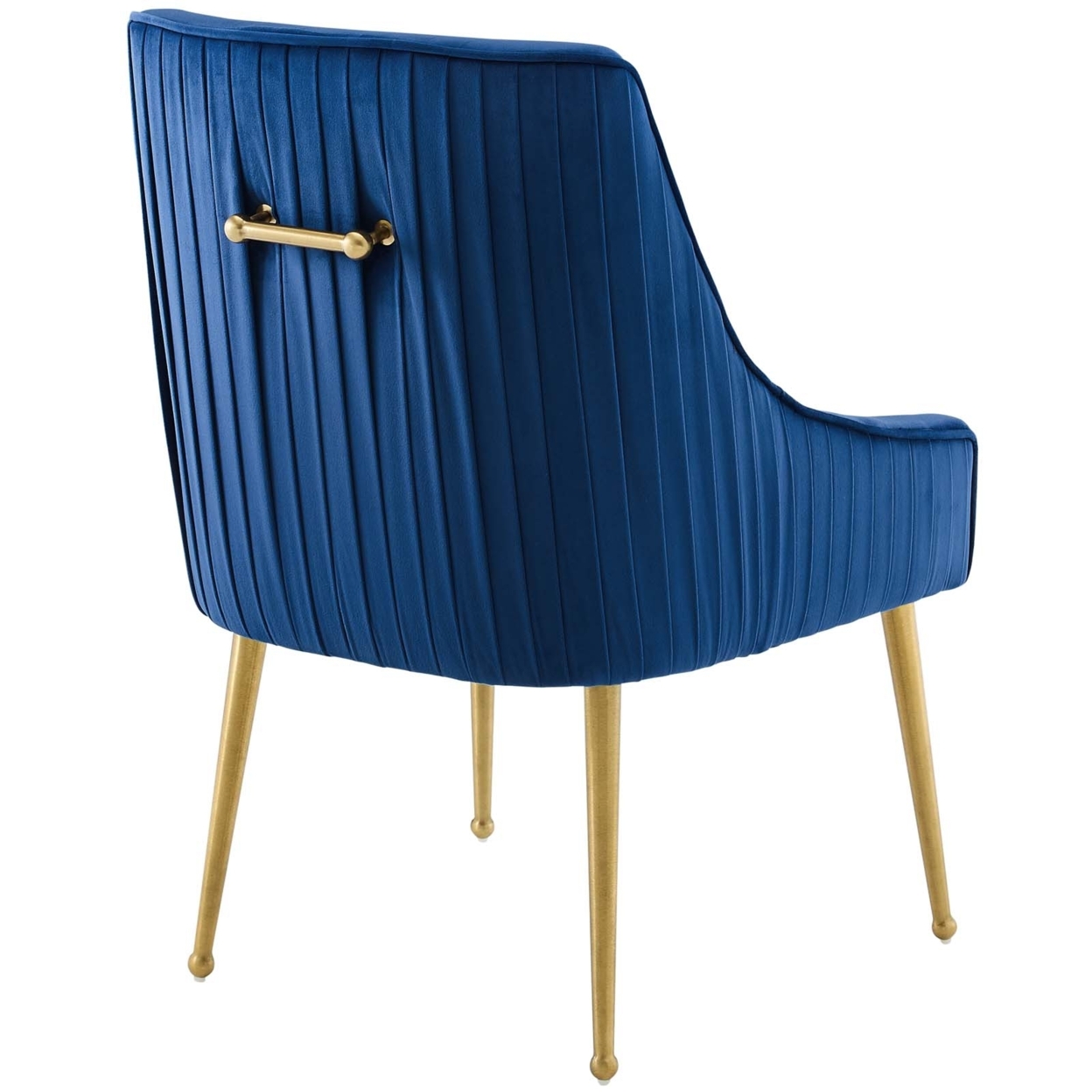 Discern Pleated Back Upholstered Performance Velvet Dining Chair Set Of 2,Navy