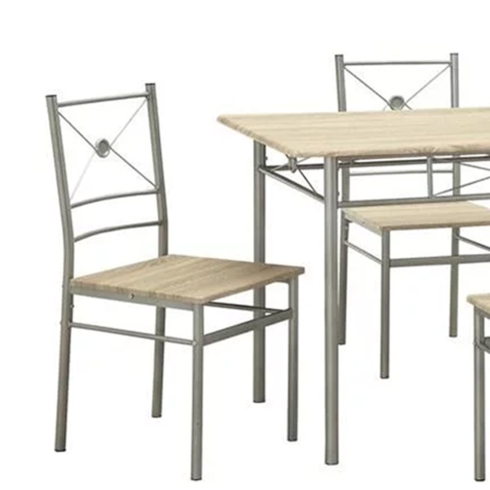 Sturdy Dining Table In A Set Of Five, Silver- Saltoro Sherpi