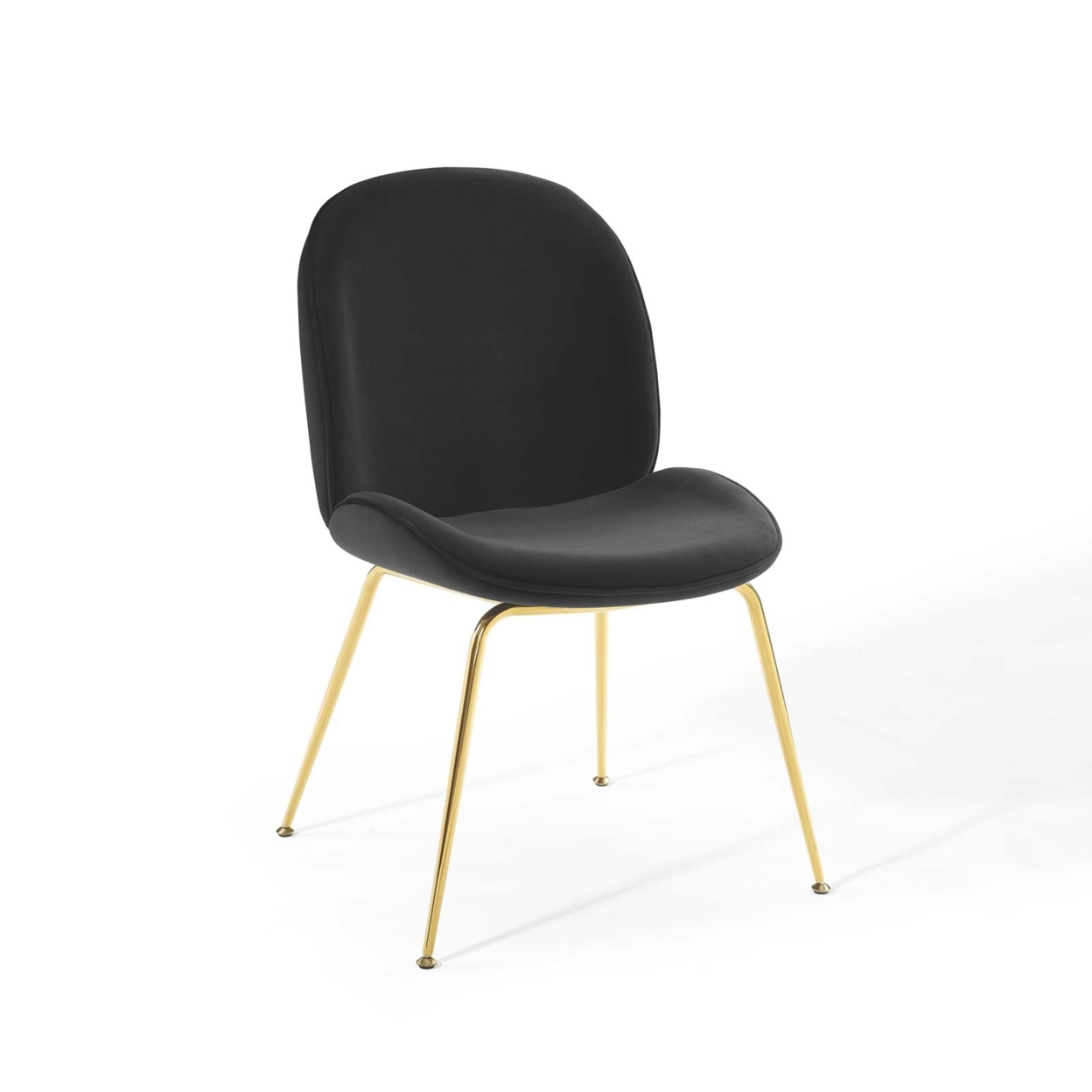 Scoop Gold Stainless Steel Leg Performance Velvet Dining Chair,Black
