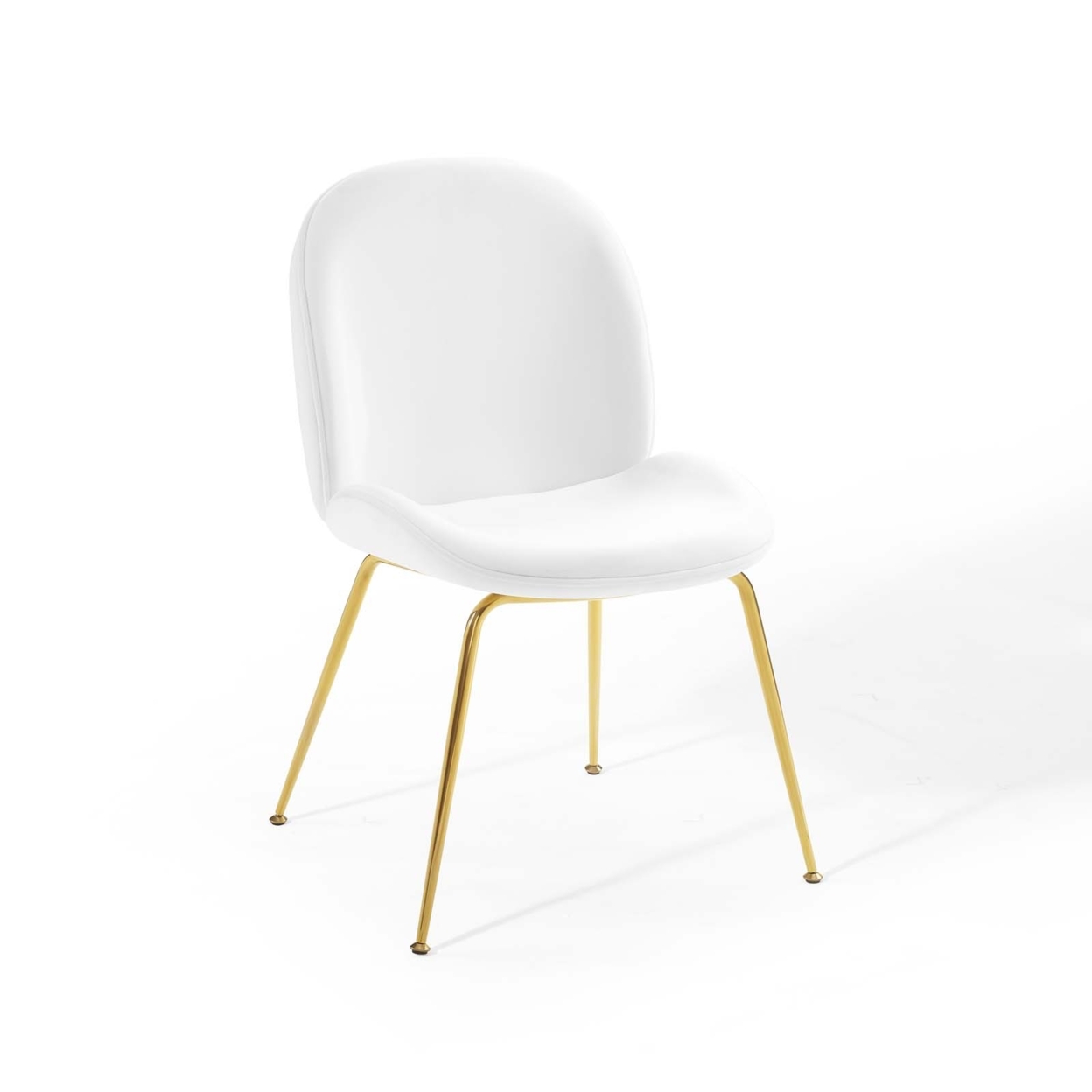 Scoop Gold Stainless Steel Leg Performance Velvet Dining Chair,White