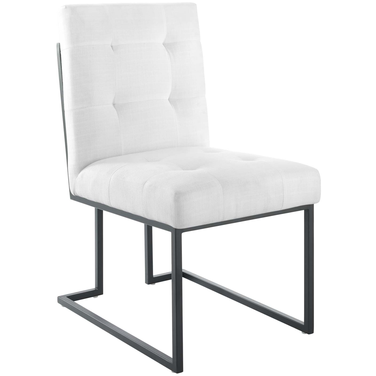 Privy Black Stainless Steel Upholstered Fabric Dining Chair,Black White