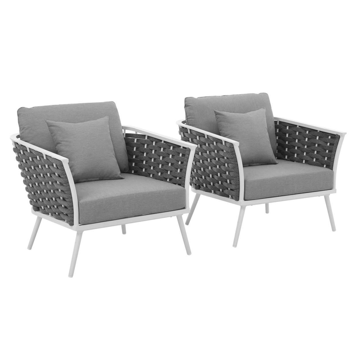 Stance Armchair Outdoor Patio Aluminum Set Of 2,White Gray