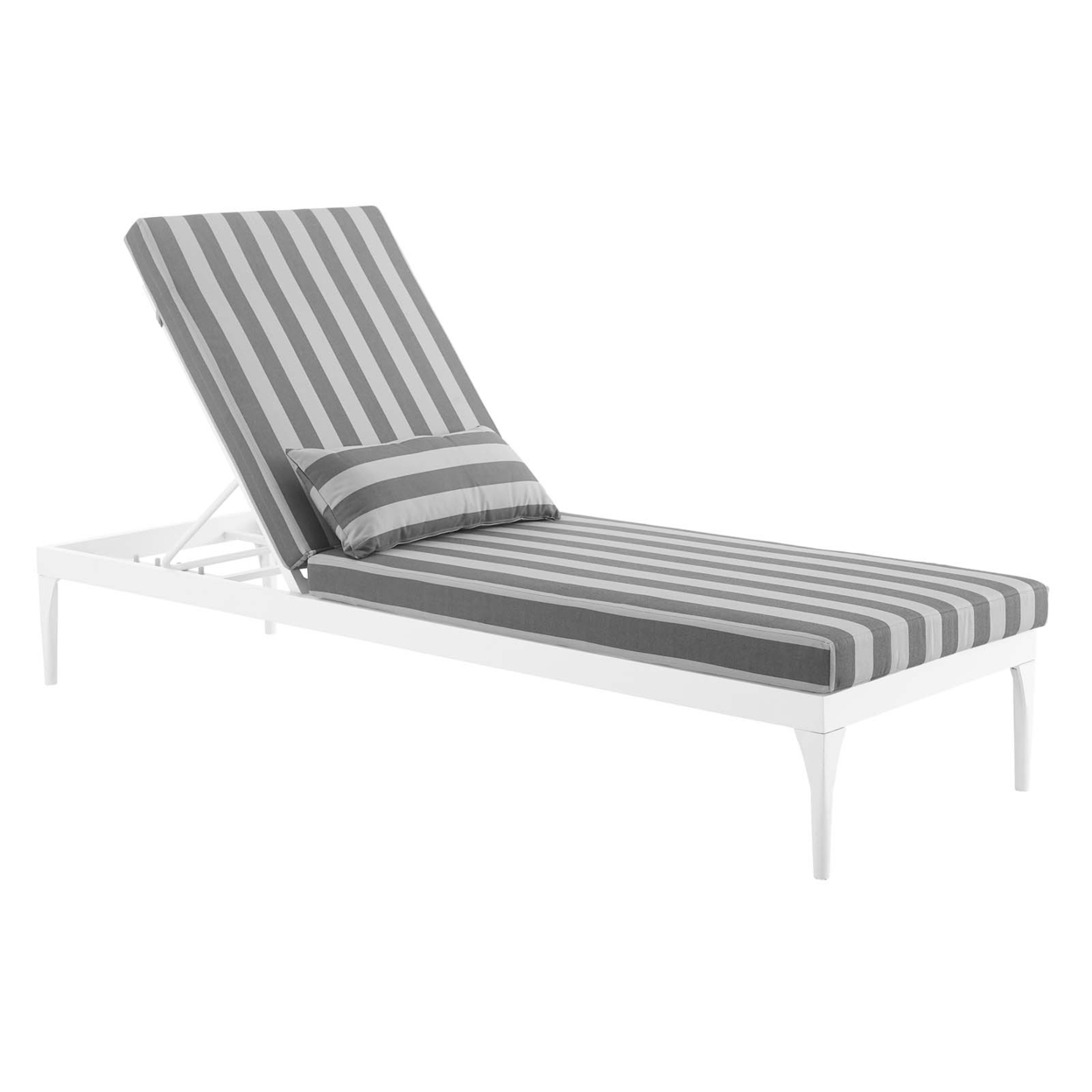 Perspective Cushion Outdoor Patio Chaise Lounge Chair,White Striped Gray